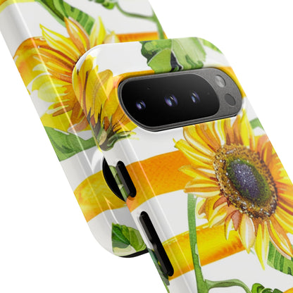 Sunflower Stripes Phone Case - Bright Floral Tough Case