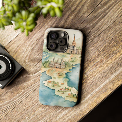 Hard Phone Case — Watercolor Fantasy Map Castle Design