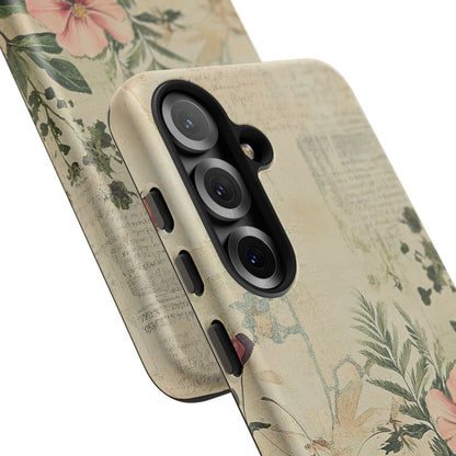Floral Vintage Tough Case – Botanical Protective Phone Cover,Plants Lovers