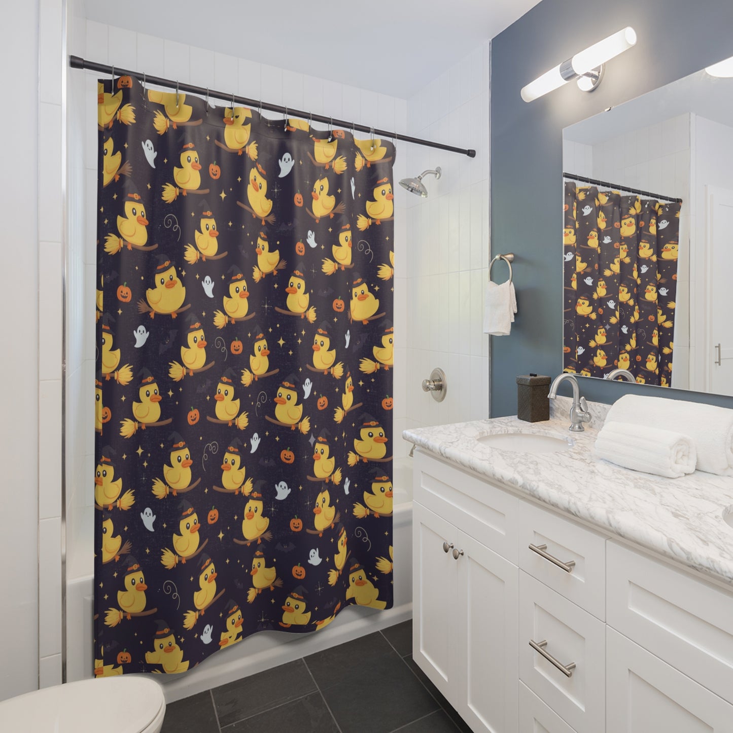 Halloween Duck Shower Curtains, Funny Bathroom Decor, Quirky Home Accessories, Fall Holiday Gifts.