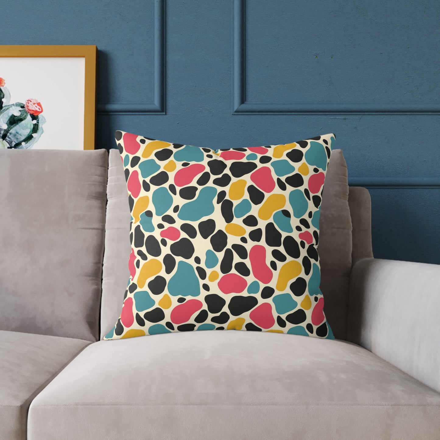 Square Poly Canvas Pillow,Color Pattern