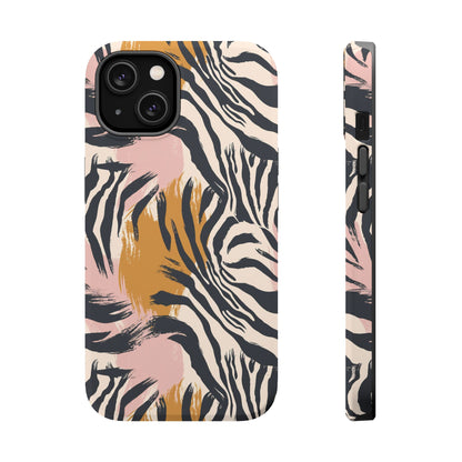 Zebra Brushstroke Magnetic Impact Phone Case,Africa Pattern