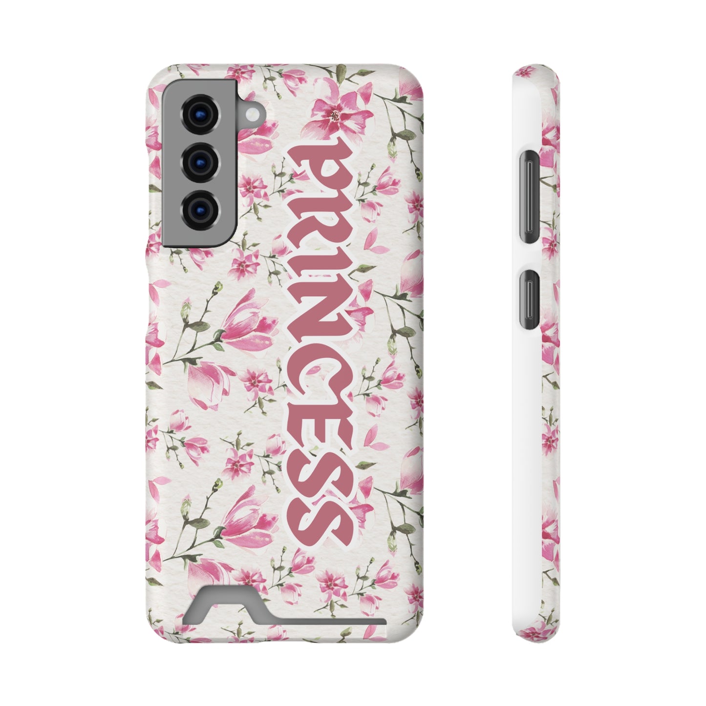 Chic Floral Phone Case with Card Holder for Princesses, Cute Floral Design, Gift for Her