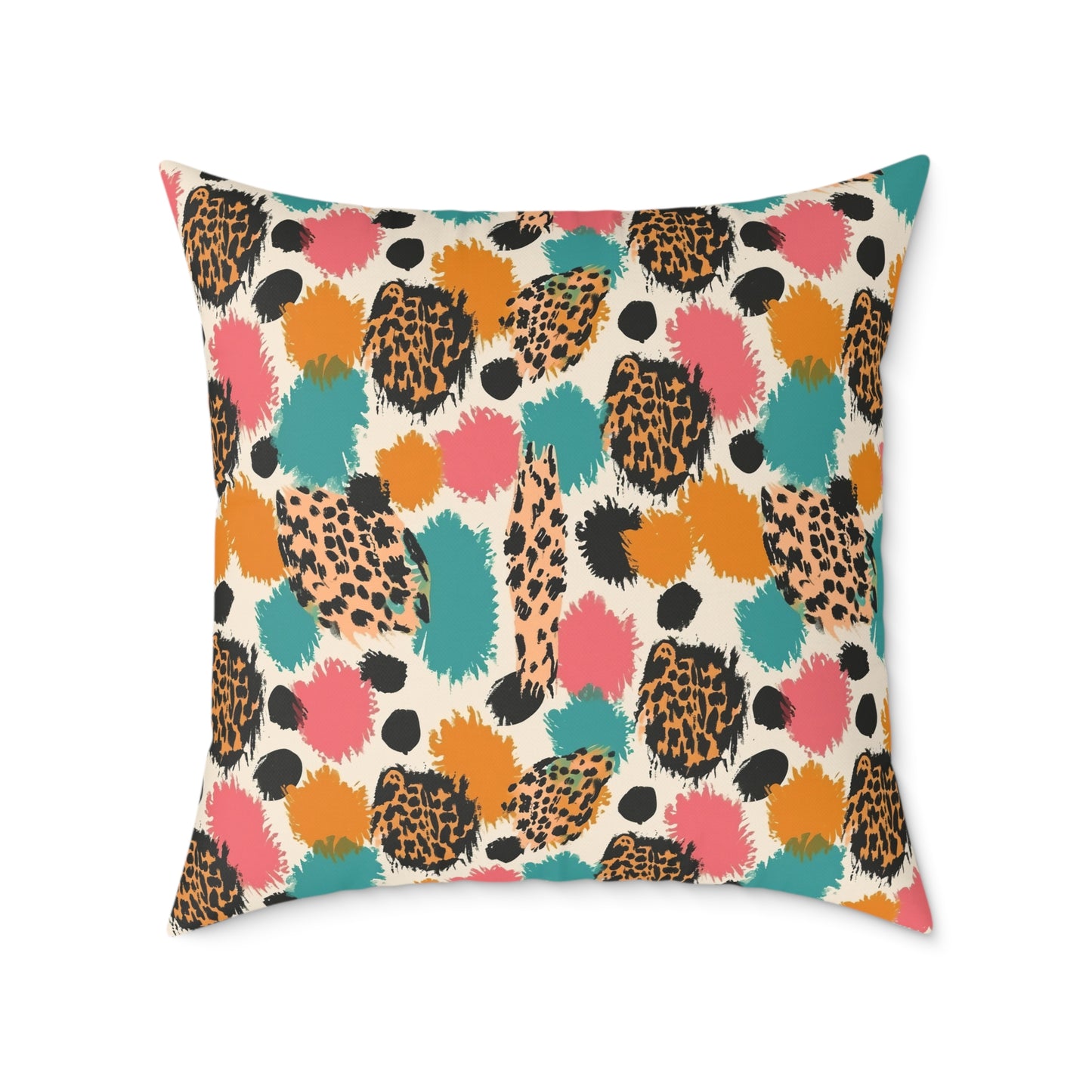 Leopard Spot Abstract Throw Pillow — Colorful Modern Animal Print Cushion
