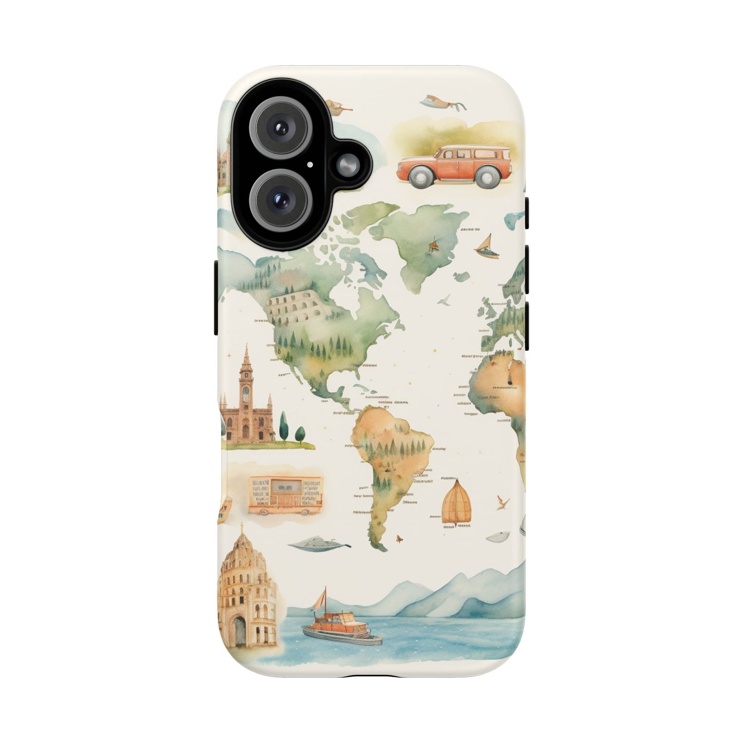 Hard Phone Case — Watercolor Fantasy Map Castle Design