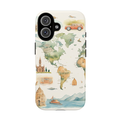 Hard Phone Case — Watercolor Fantasy Map Castle Design