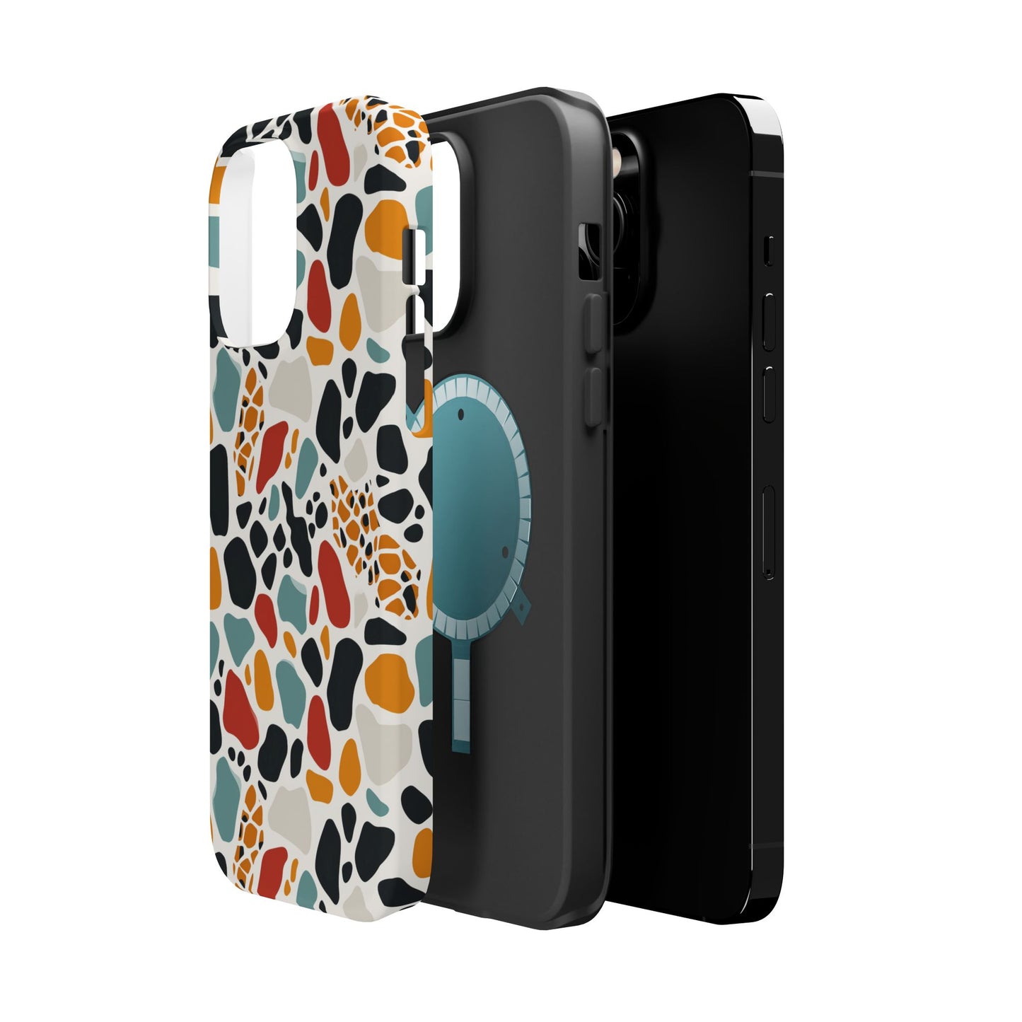 Terrazzo Pattern Magnetic Impact Phone Case — Colorful Retro Pebble Design