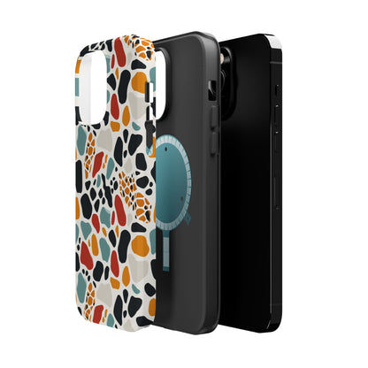 Terrazzo Pattern Magnetic Impact Phone Case — Colorful Retro Pebble Design