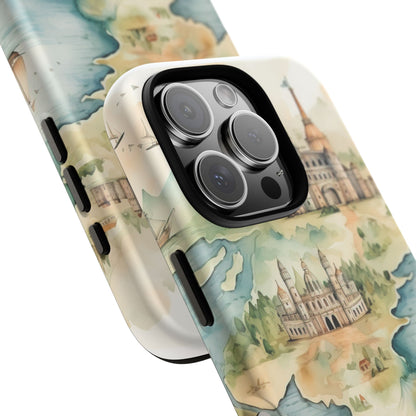 Hard Phone Case — Watercolor Fantasy Map Castle Design