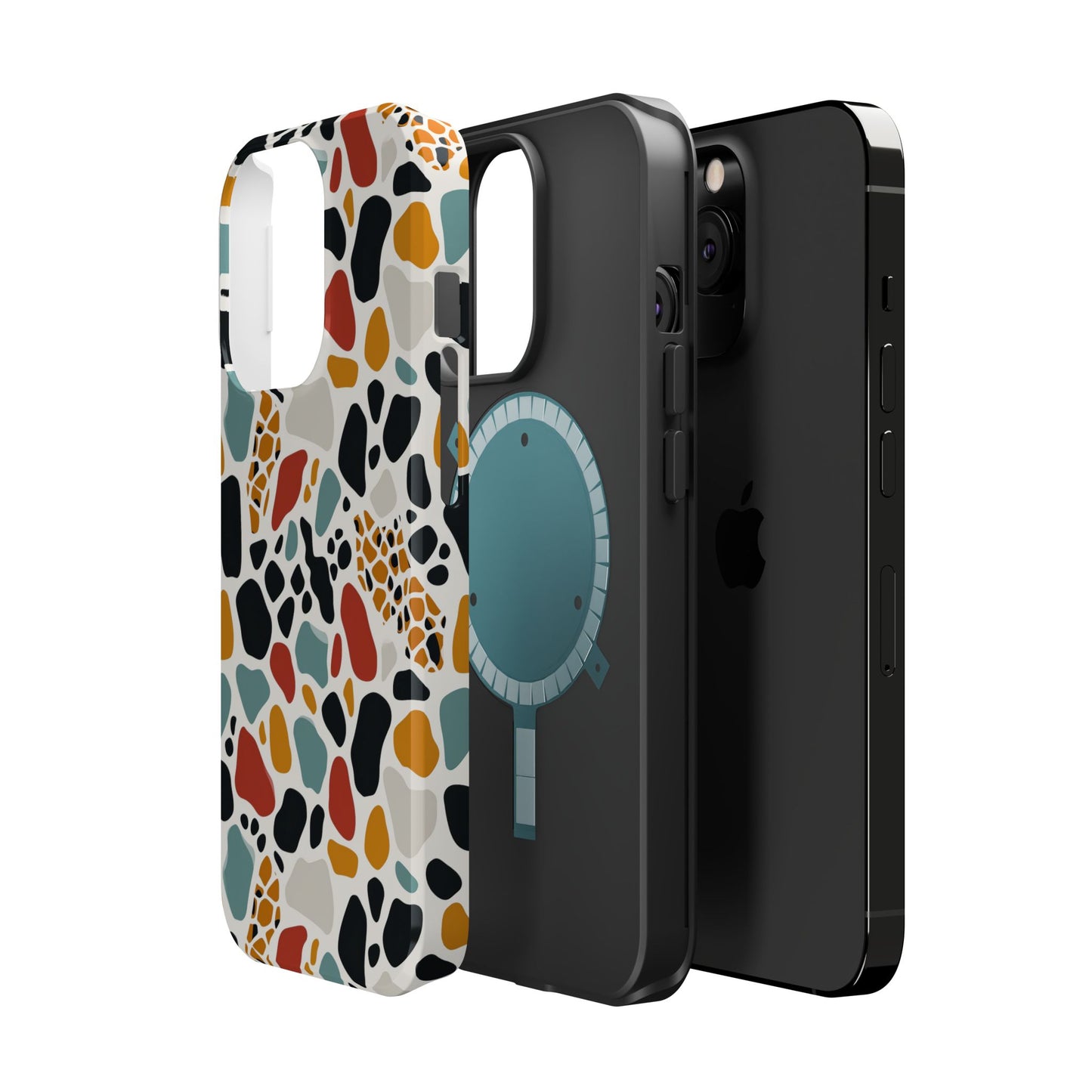 Terrazzo Pattern Magnetic Impact Phone Case — Colorful Retro Pebble Design