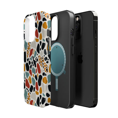 Terrazzo Pattern Magnetic Impact Phone Case — Colorful Retro Pebble Design
