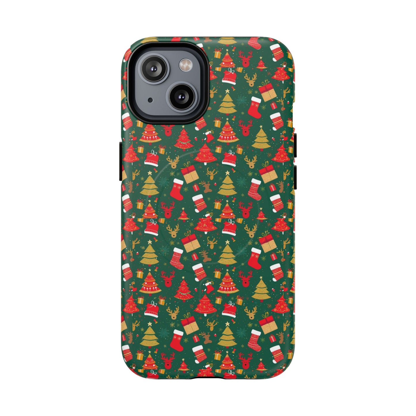 Christmas Tough Magnetic Phone Case | Festive Holiday Accessory | Cute Santa & Tree Design, Gift for Him/Her, Seasonal Tech