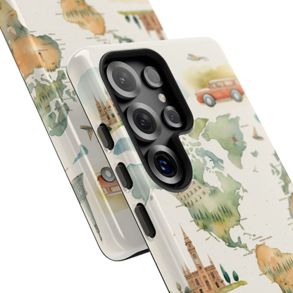 Hard Phone Case — Watercolor Fantasy Map Castle Design