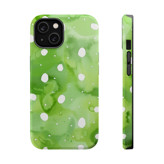 Green Watercolor Polka Dot Magnetic Impact Phone Case