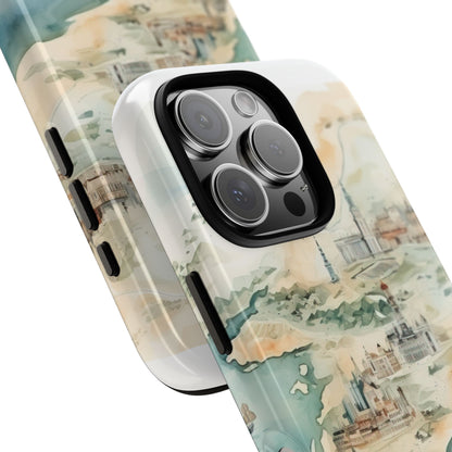 Hard Phone Case — Watercolor Fantasy Map Castle Design