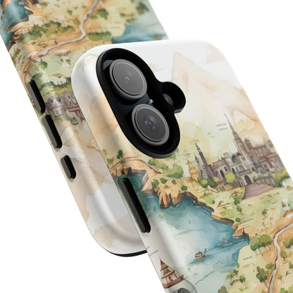 Hard Phone Case — Watercolor Fantasy Map Castle Design