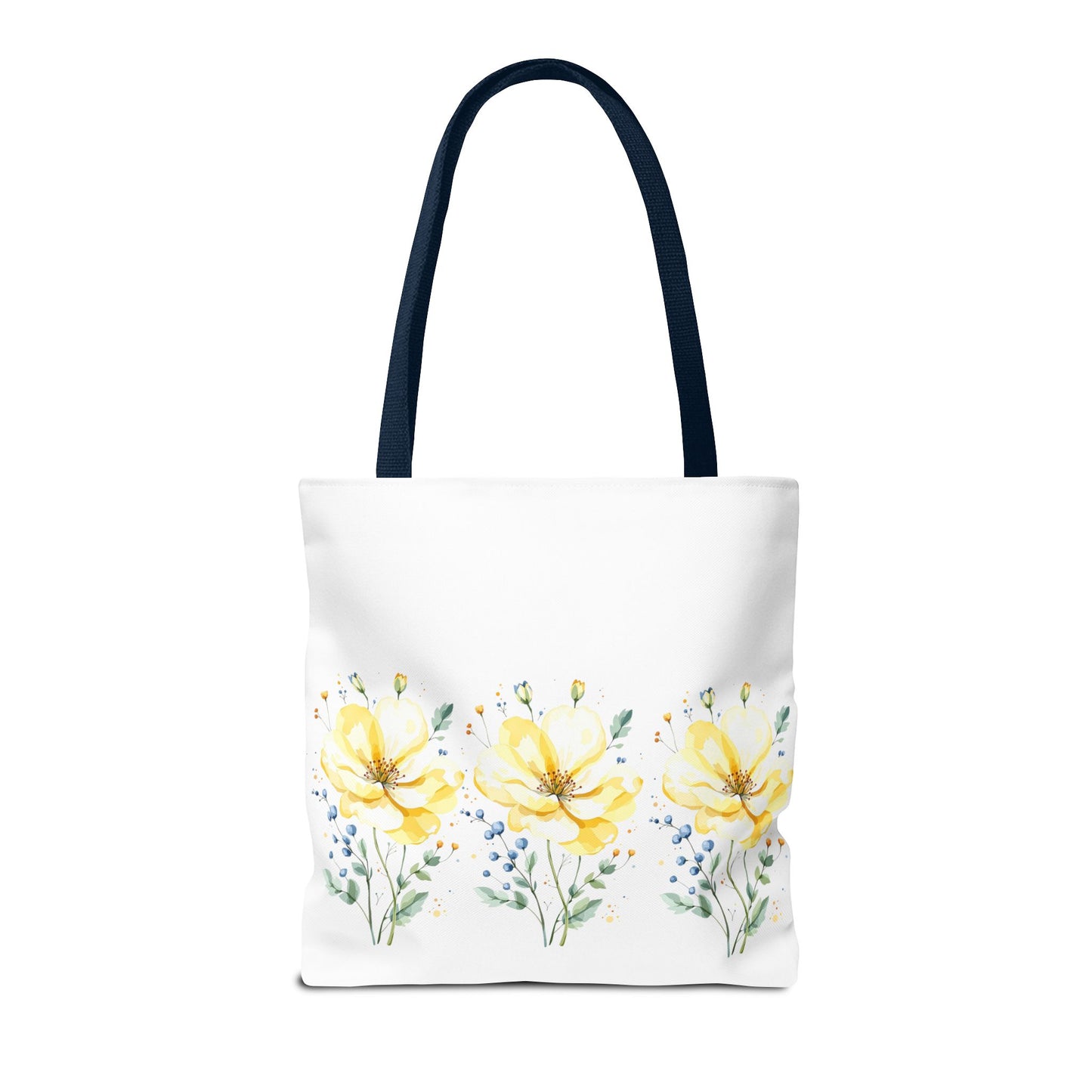 Floral Peony Tote Bag — Yellow Watercolor Flowers on White