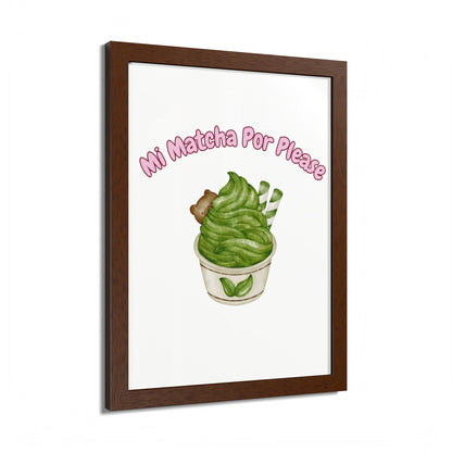 Cute Matcha Green Tea Framed Poster, Whimsical Kitchen Decor, Gift for Tea Lovers, Playful Wall Art, Coffee Shop Vibe
