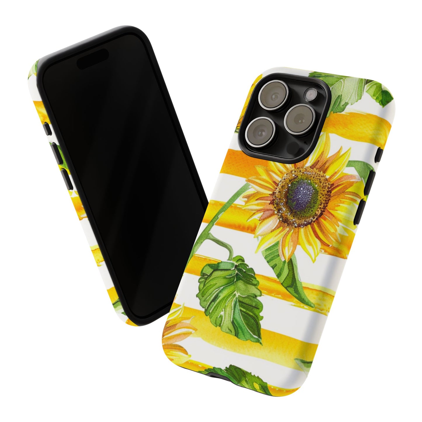 Sunflower Stripes Phone Case - Bright Floral Tough Case