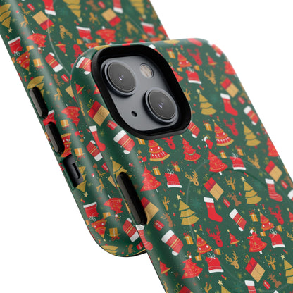 Christmas Tough Magnetic Phone Case | Festive Holiday Accessory | Cute Santa & Tree Design, Gift for Him/Her, Seasonal Tech