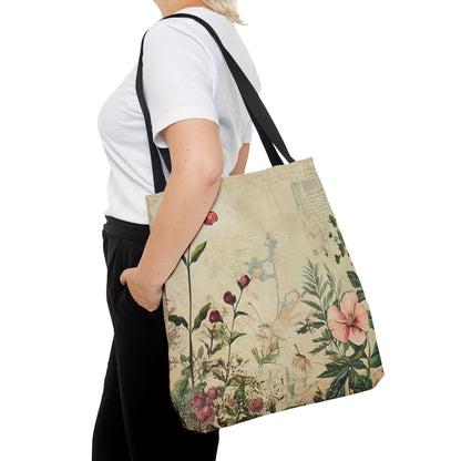 Vintage Floral Tote Bag — Botanical Garden Print AOP