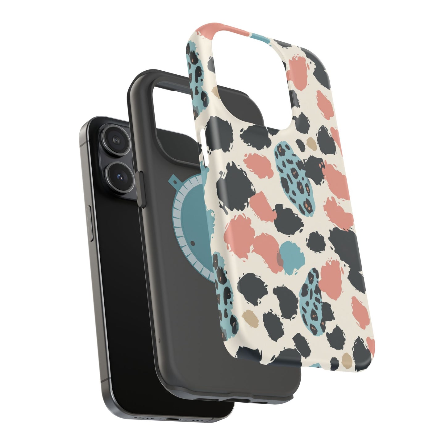 Leopard Splash Magnetic Impact Phone Case — Teal & Coral Animal Print