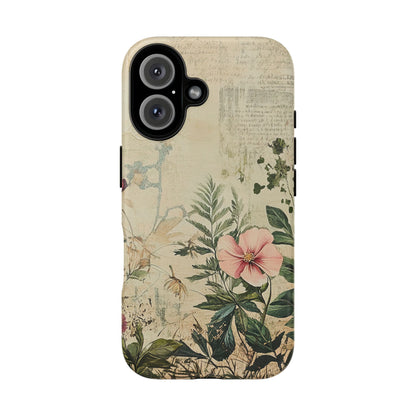 Floral Vintage Tough Case – Botanical Protective Phone Cover,Plants Lovers
