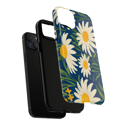 Daisy Floral IPhone Case-Tough Magnetic Cover ,Glossy Finish ,Retro Botanical Flower  Design.