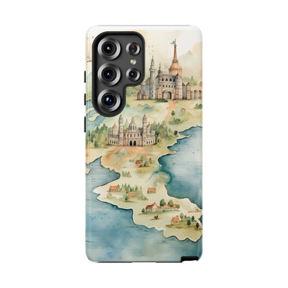Hard Phone Case — Watercolor Fantasy Map Castle Design
