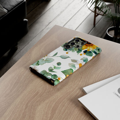 Sunflower & Eucalyptus Tough Phone Case — Protective Floral iPhone Case