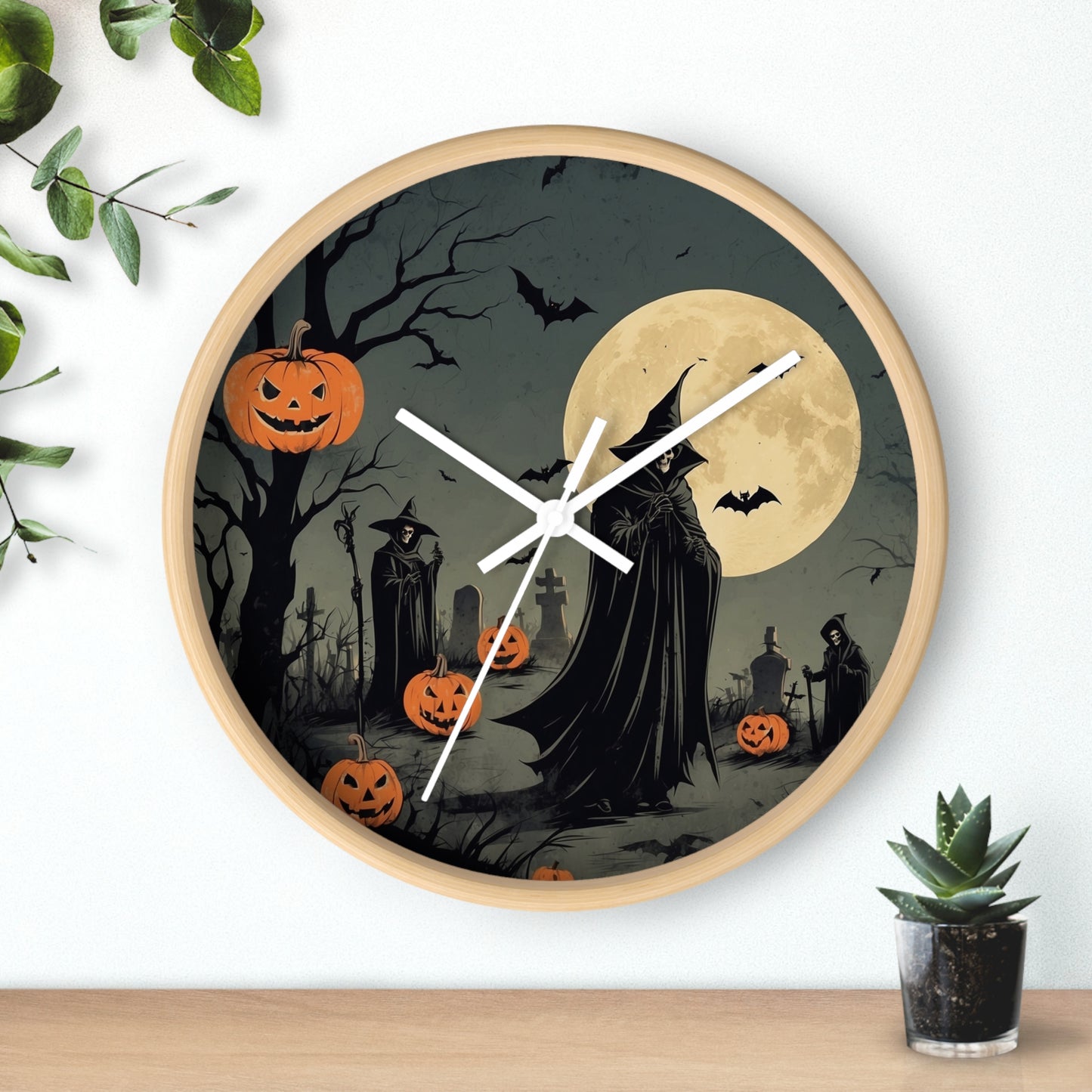 Spooky Halloween Wall Clock, Halloween Decor, Witch Clock, Pumpkin Wall Art, Haunted House Decoration, Fall Home Decor