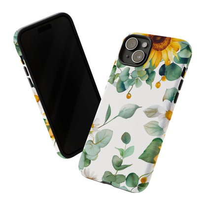 Sunflower & Eucalyptus Tough Phone Case — Protective Floral iPhone Case
