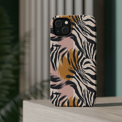 Zebra Brushstroke Magnetic Impact Phone Case,Africa Pattern