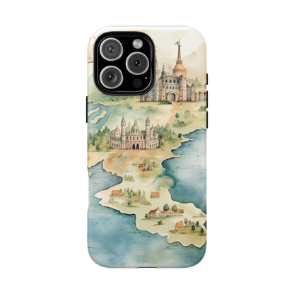 Hard Phone Case — Watercolor Fantasy Map Castle Design