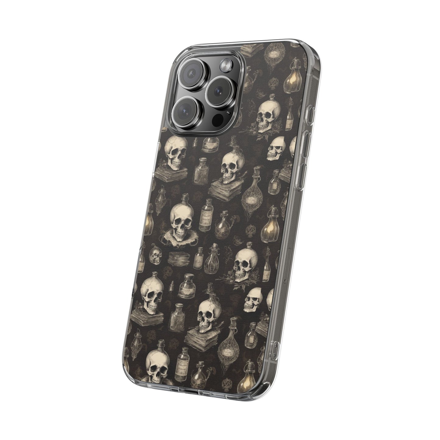 Gothic Skull Phone Case | Clear Impact-Resistant Cases for Halloween, Gothic Aesthetic, Unique Gift, Skull Lover, Spooky Decor