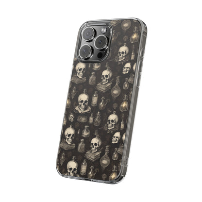 Gothic Skull Phone Case | Clear Impact-Resistant Cases for Halloween, Gothic Aesthetic, Unique Gift, Skull Lover, Spooky Decor