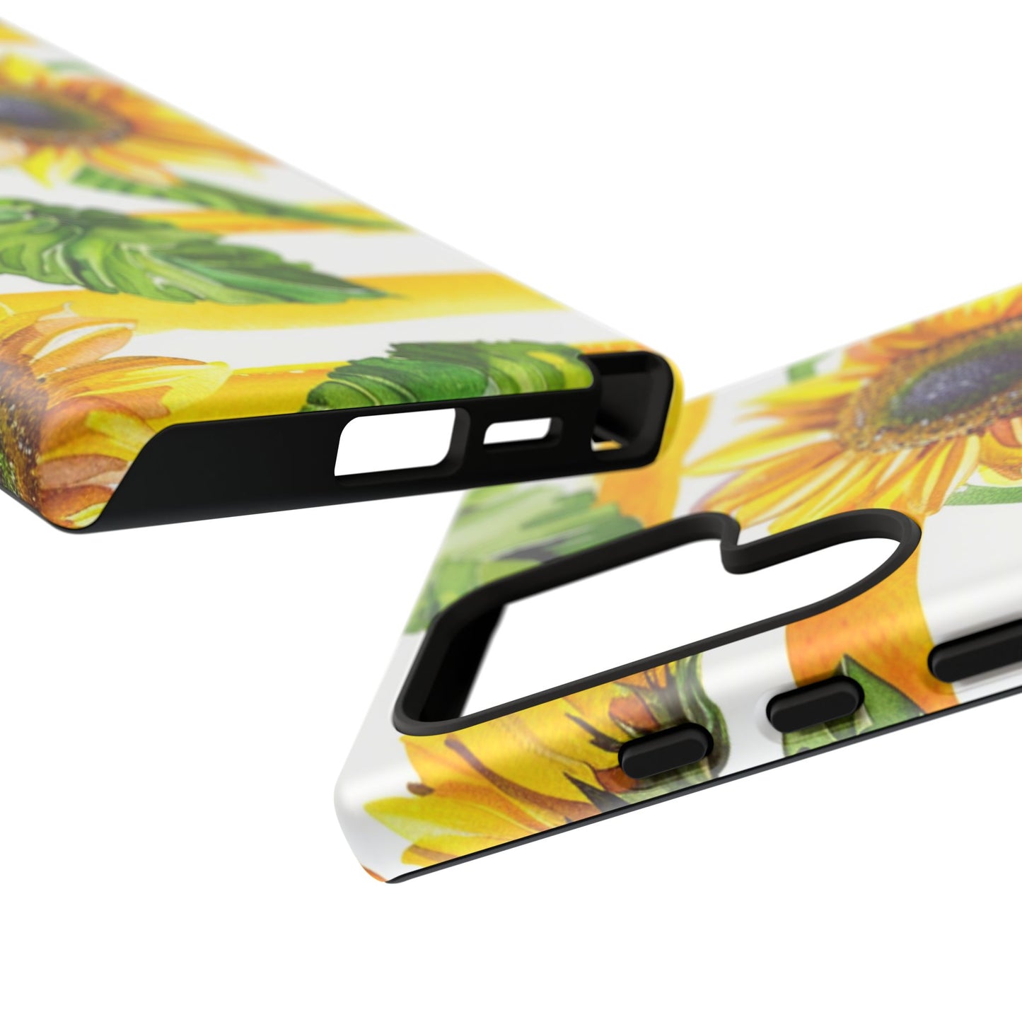 Sunflower Stripes Phone Case - Bright Floral Tough Case