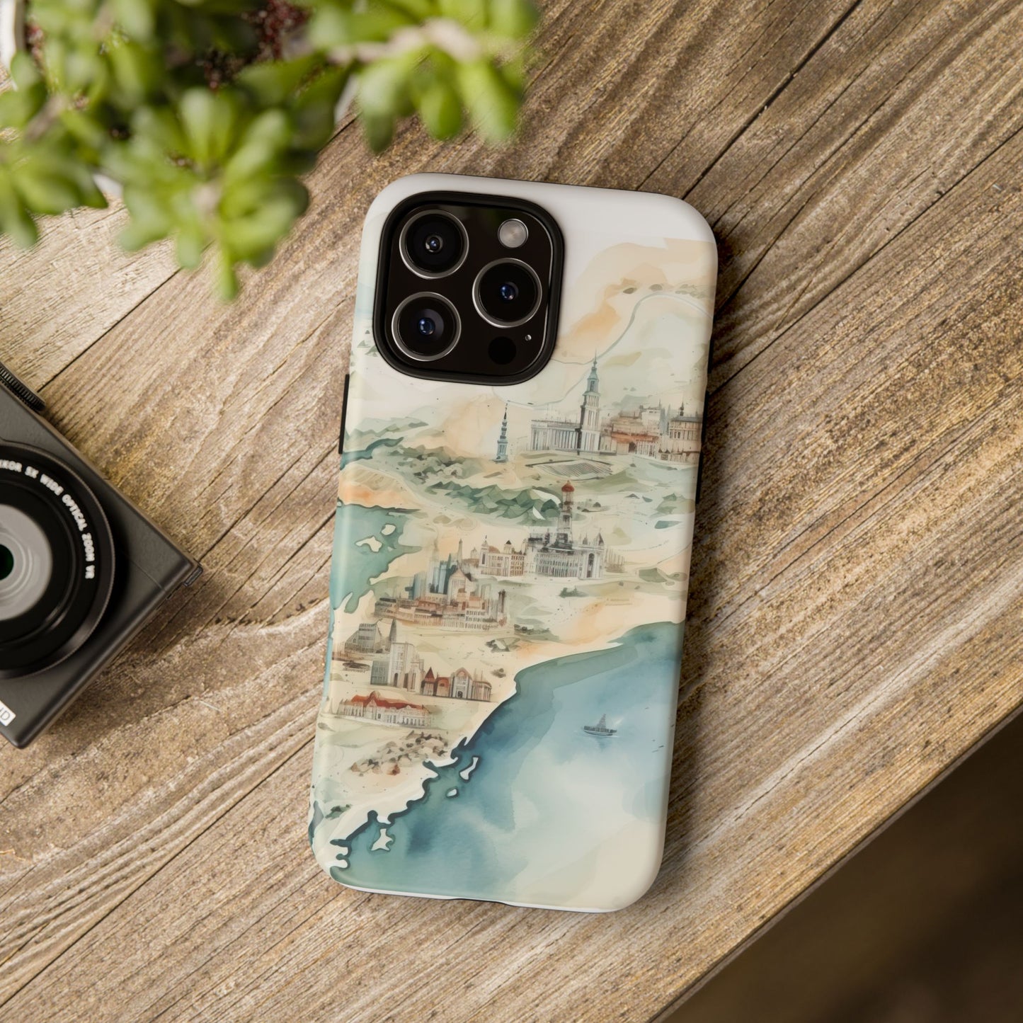 Hard Phone Case — Watercolor Fantasy Map Castle Design