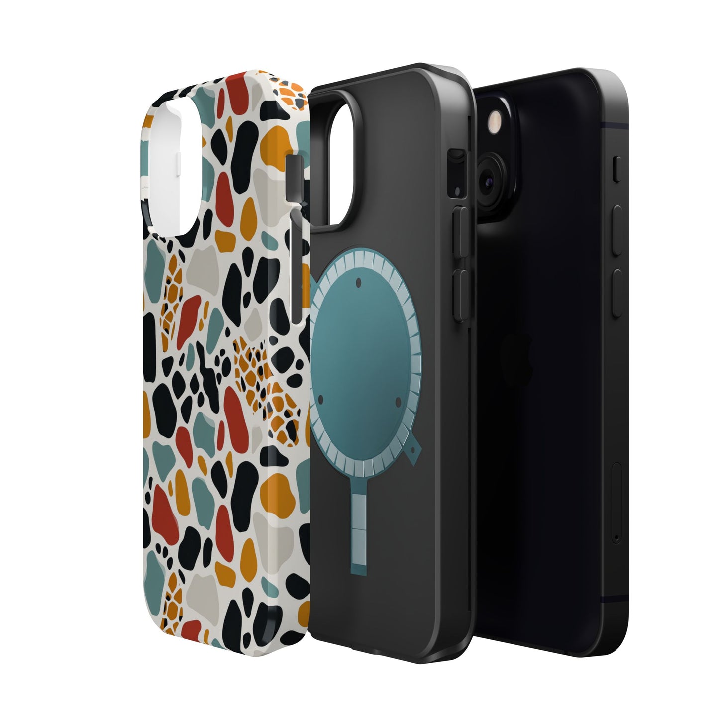 Terrazzo Pattern Magnetic Impact Phone Case — Colorful Retro Pebble Design