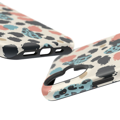 Leopard Splash Magnetic Impact Phone Case — Teal & Coral Animal Print