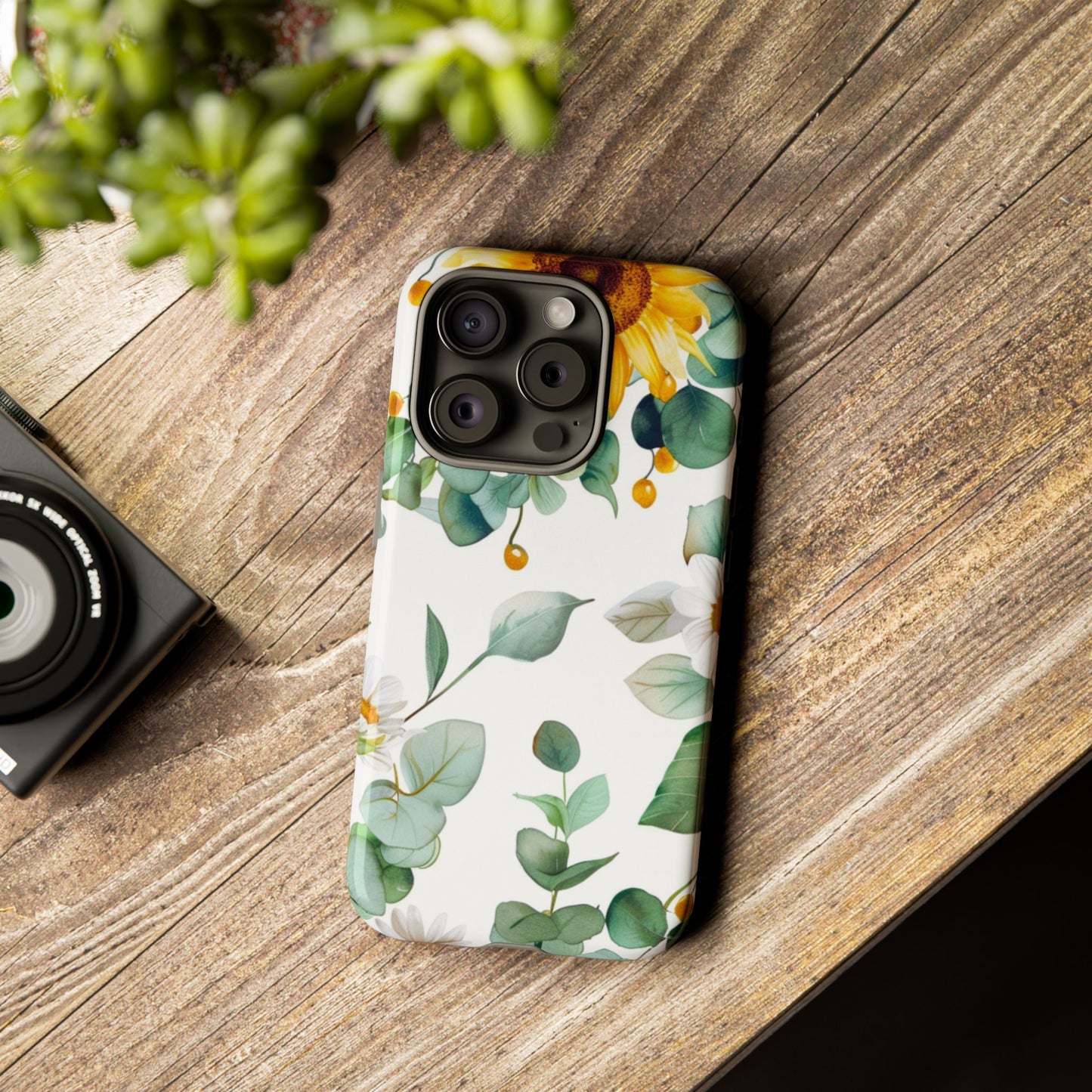 Sunflower & Eucalyptus Tough Phone Case — Protective Floral iPhone Case
