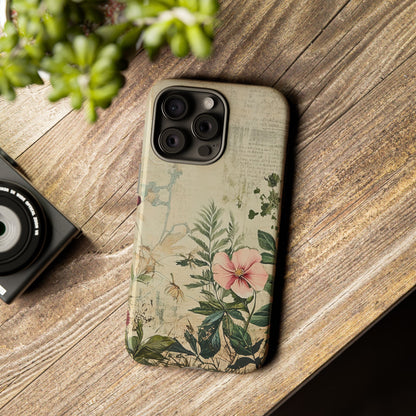 Floral Vintage Tough Case – Botanical Protective Phone Cover,Plants Lovers