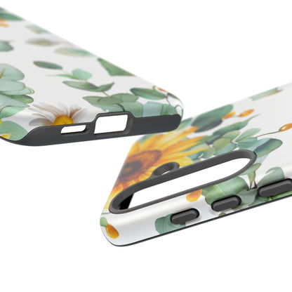 Sunflower & Eucalyptus Tough Phone Case — Protective Floral iPhone Case