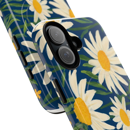 Daisy Floral IPhone Case-Tough Magnetic Cover ,Glossy Finish ,Retro Botanical Flower  Design.