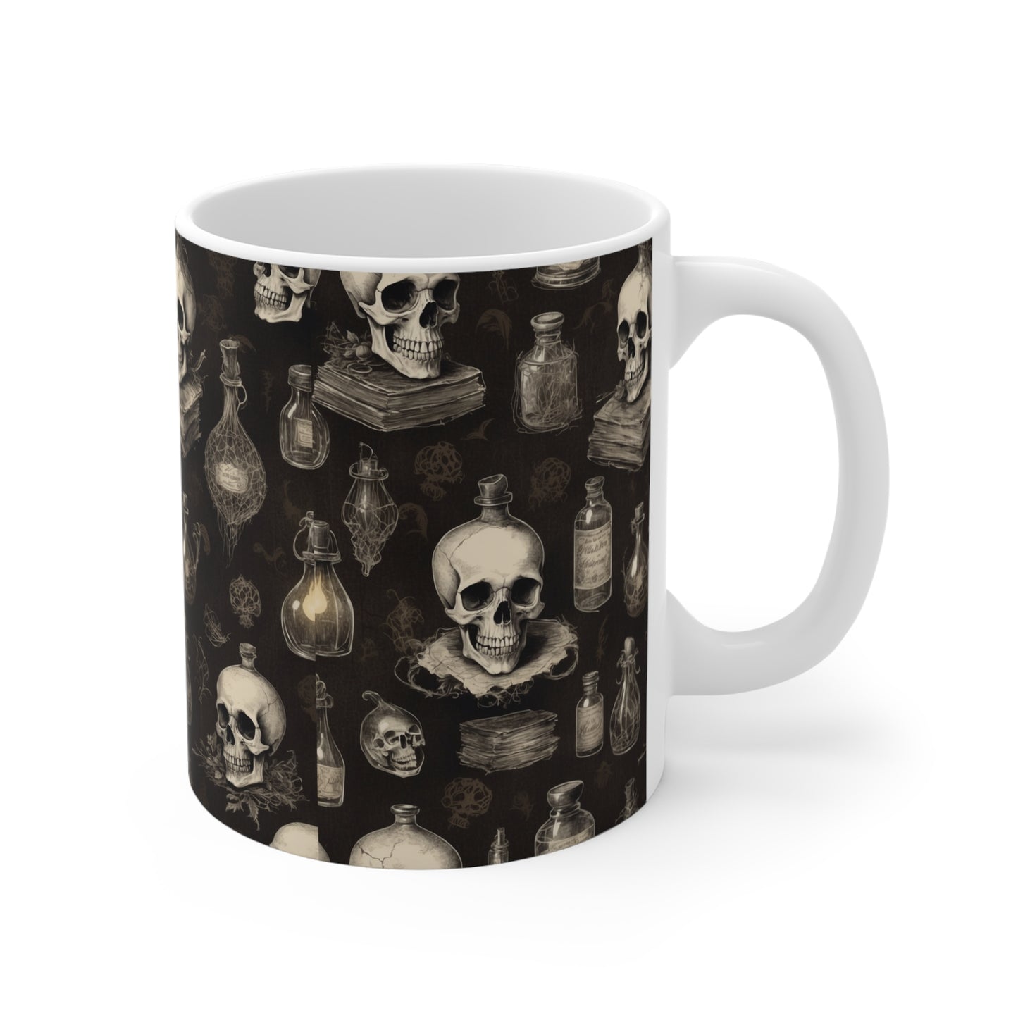 Gothic Skull Mug | Dark Aesthetic Drinkware | Halloween Coffee Cup, Spooky Gift for Witch Lovers, Home Decor