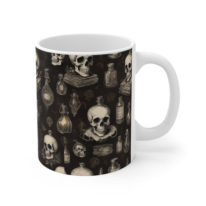 Gothic Skull Mug | Dark Aesthetic Drinkware | Halloween Coffee Cup, Spooky Gift for Witch Lovers, Home Decor