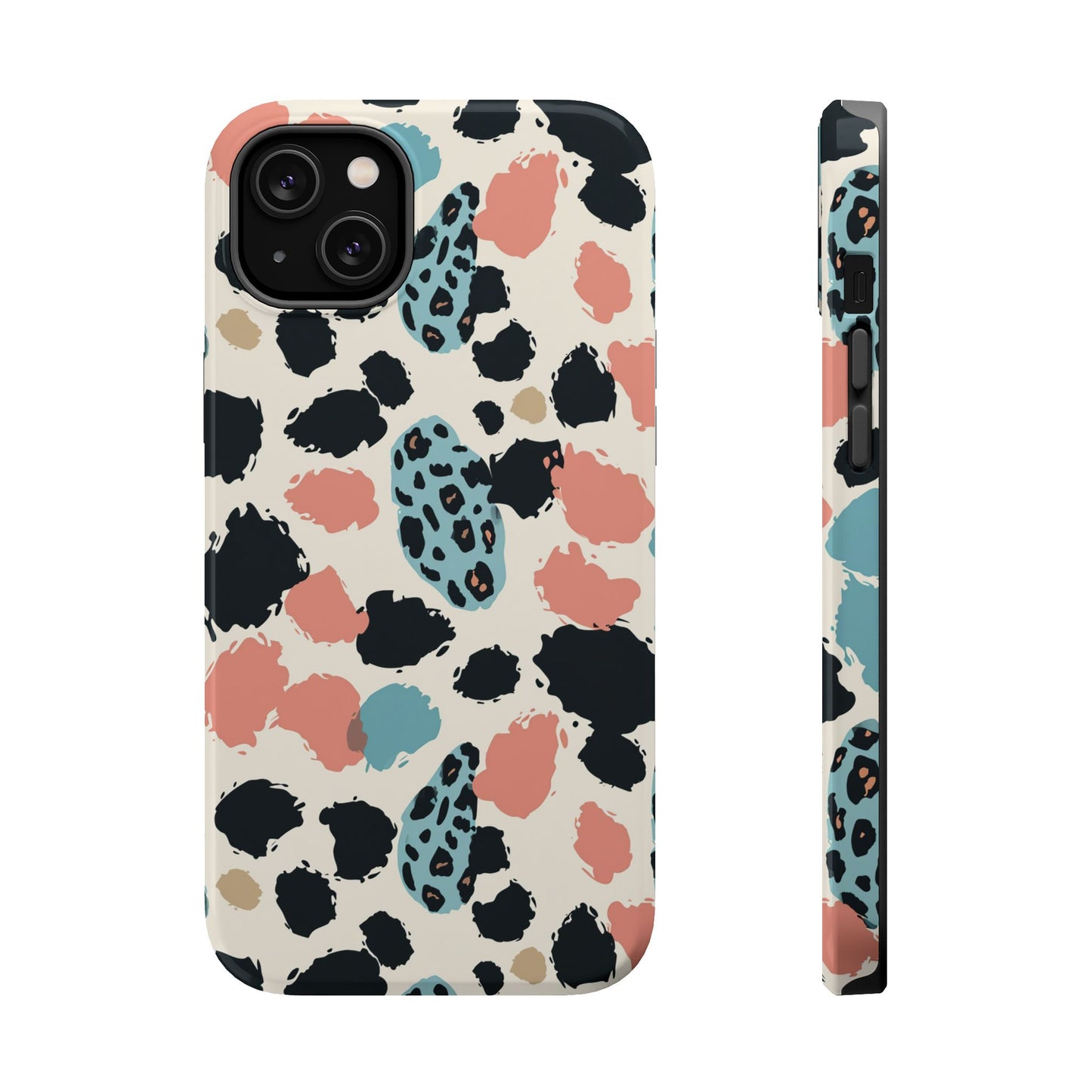 Leopard Splash Magnetic Impact Phone Case — Teal & Coral Animal Print
