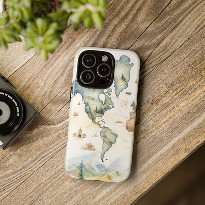 Hard Phone Case — Watercolor Fantasy Map Castle Design