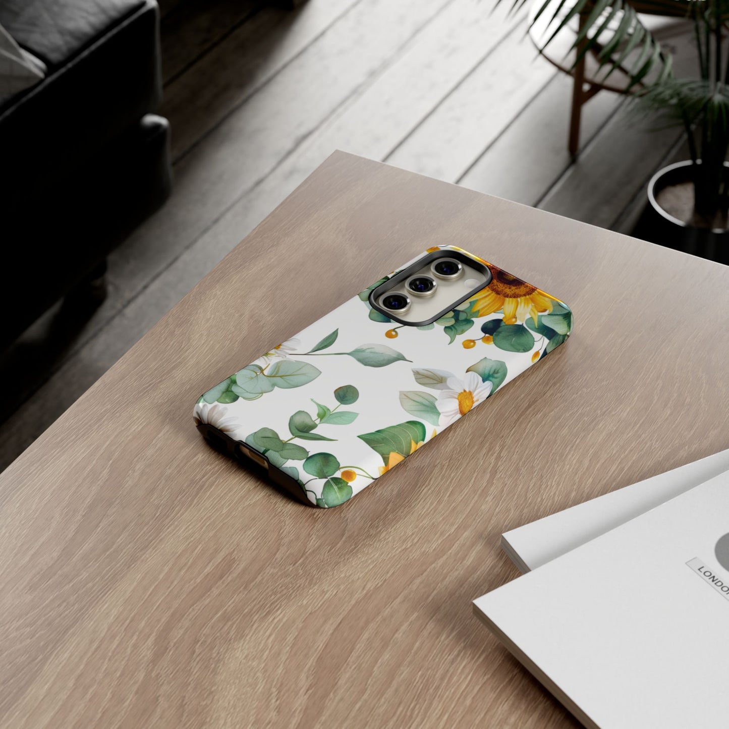 Sunflower & Eucalyptus Tough Phone Case — Protective Floral iPhone Case