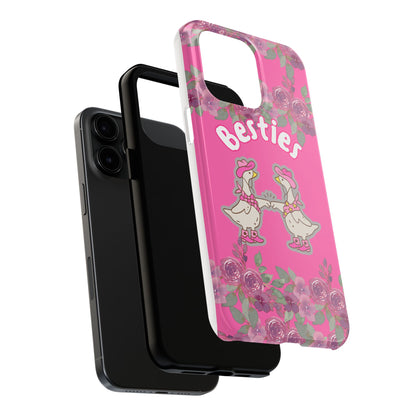 Colorful Floral Besties Phone Case, Tough Mobile Cover for Best Friends, Cute Gift for Friendship Day, Unique Cell Phone Protection
